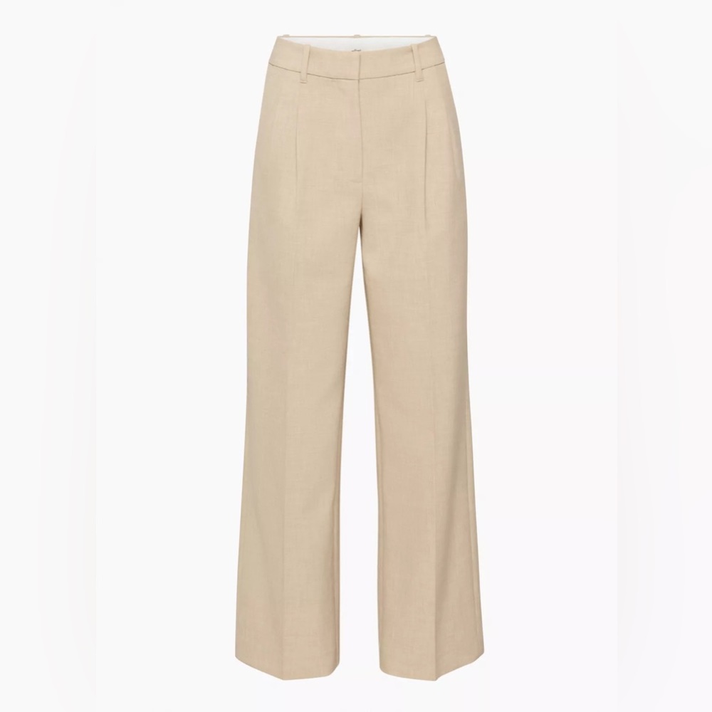 The Effortless Pant - Wilfred beige high waisted wide leg pants regular.
